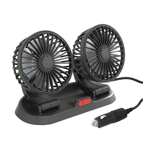 Ventilateur Auto À Double Tête — Alimentation USB Ou Allume-Cigare