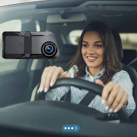 Draadloze Dashboardcamera — 12" Touchscreen Achteruitkijkspiegel 2K