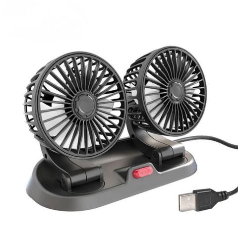 Ventilateur Auto À Double Tête — Alimentation USB Ou Allume-Cigare