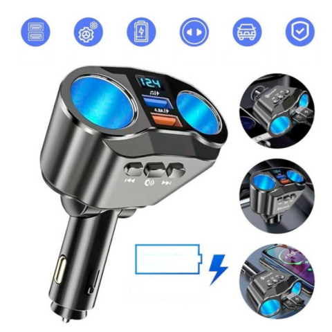 Adaptér do zapaľovača do auta - dvojitý port USB a digitálny displej