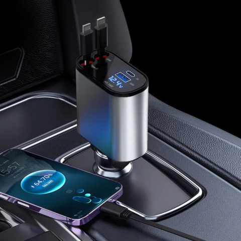 מטען רכב מהיר – תאימות לאייפון ול-USB-C 