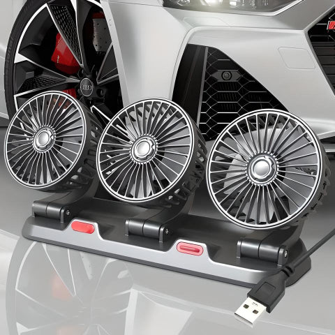 Mini Ventilador de Triple Cabeza – Frescura Óptima en el Coche 