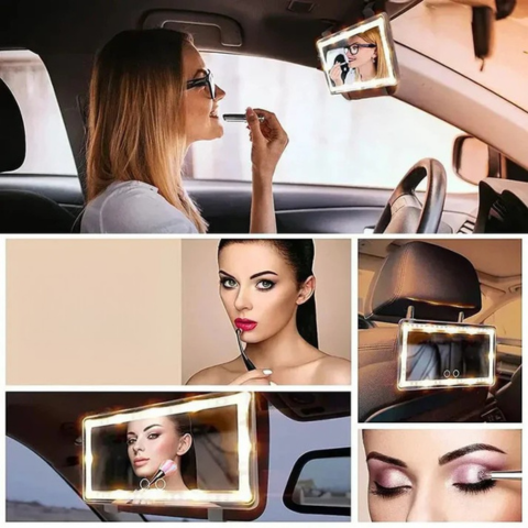 Led Make-up-Spiegel fürs Auto - Kompaktes Design & einstellbares Licht
