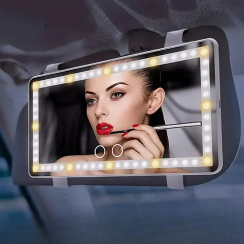 Led Make-up-Spiegel fürs Auto - Kompaktes Design & einstellbares Licht