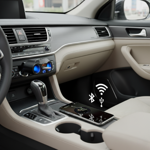 Adaptér do zapalovače do auta - dvojitý port USB a digitální displej