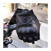 Guanti Moto Mezze Dita in Pelle PU – Stile Biker Retrò & Traspiranti Estate