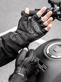 Guanti Moto Mezze Dita in Pelle PU – Stile Biker Retrò & Traspiranti Estate