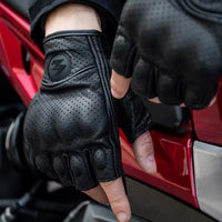Guanti Moto Mezze Dita in Pelle PU – Stile Biker Retrò & Traspiranti Estate